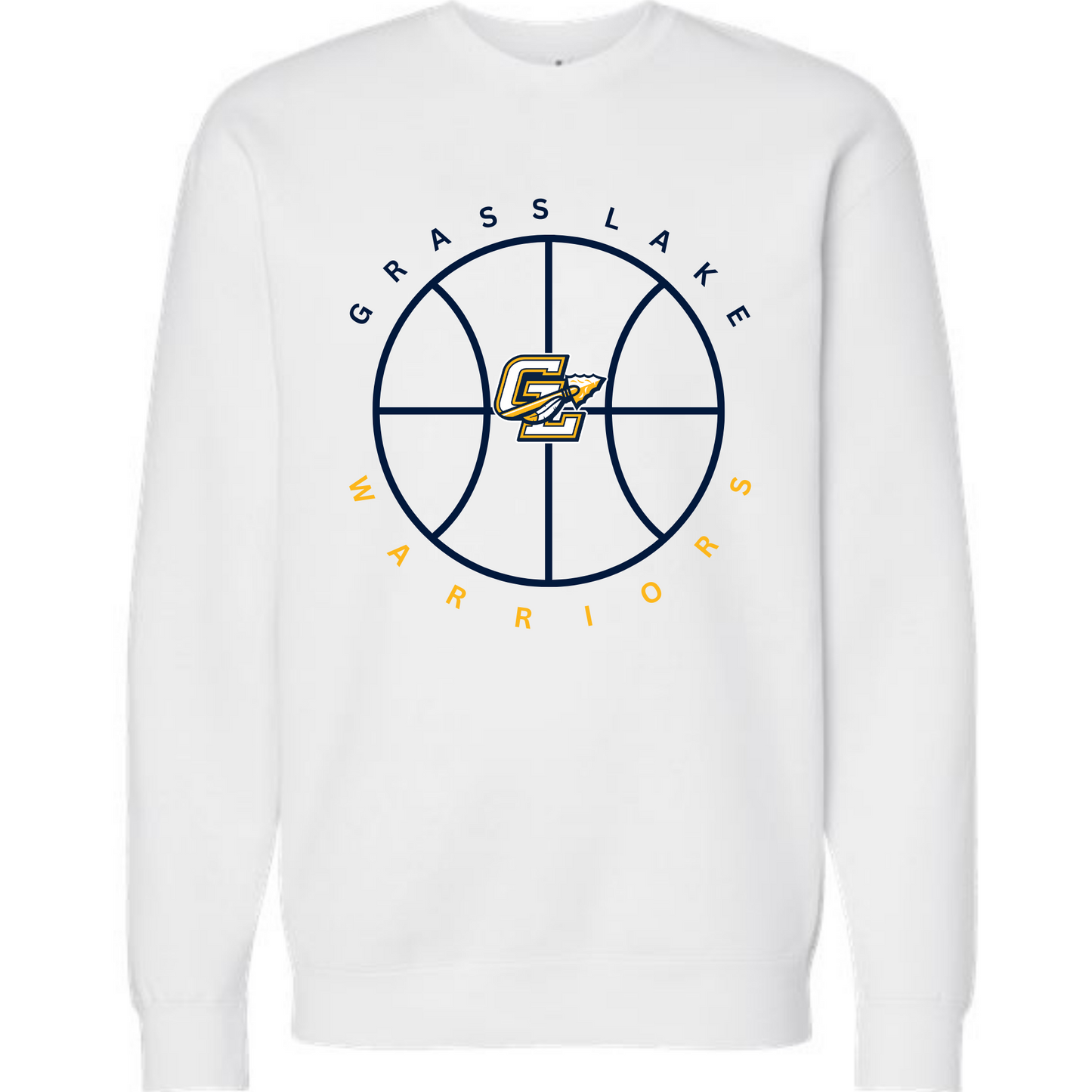 UNISEX & youth Comfy Grass Lake Warriors Basketball Crewneck