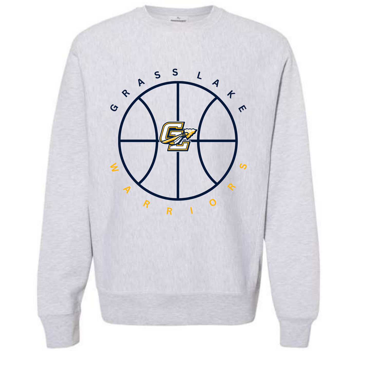 UNISEX & youth Comfy Grass Lake Warriors Basketball Crewneck