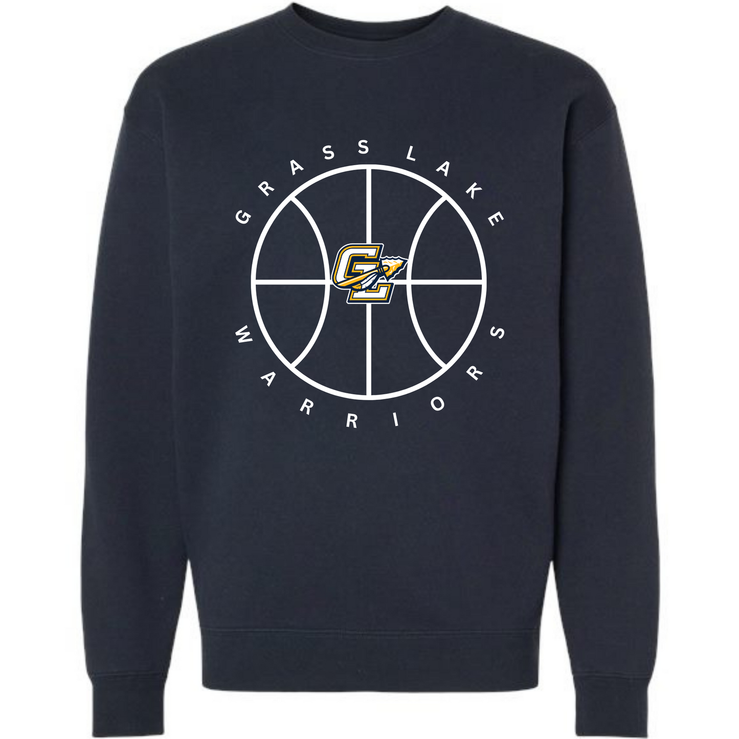 UNISEX & youth Comfy Grass Lake Warriors Basketball Crewneck