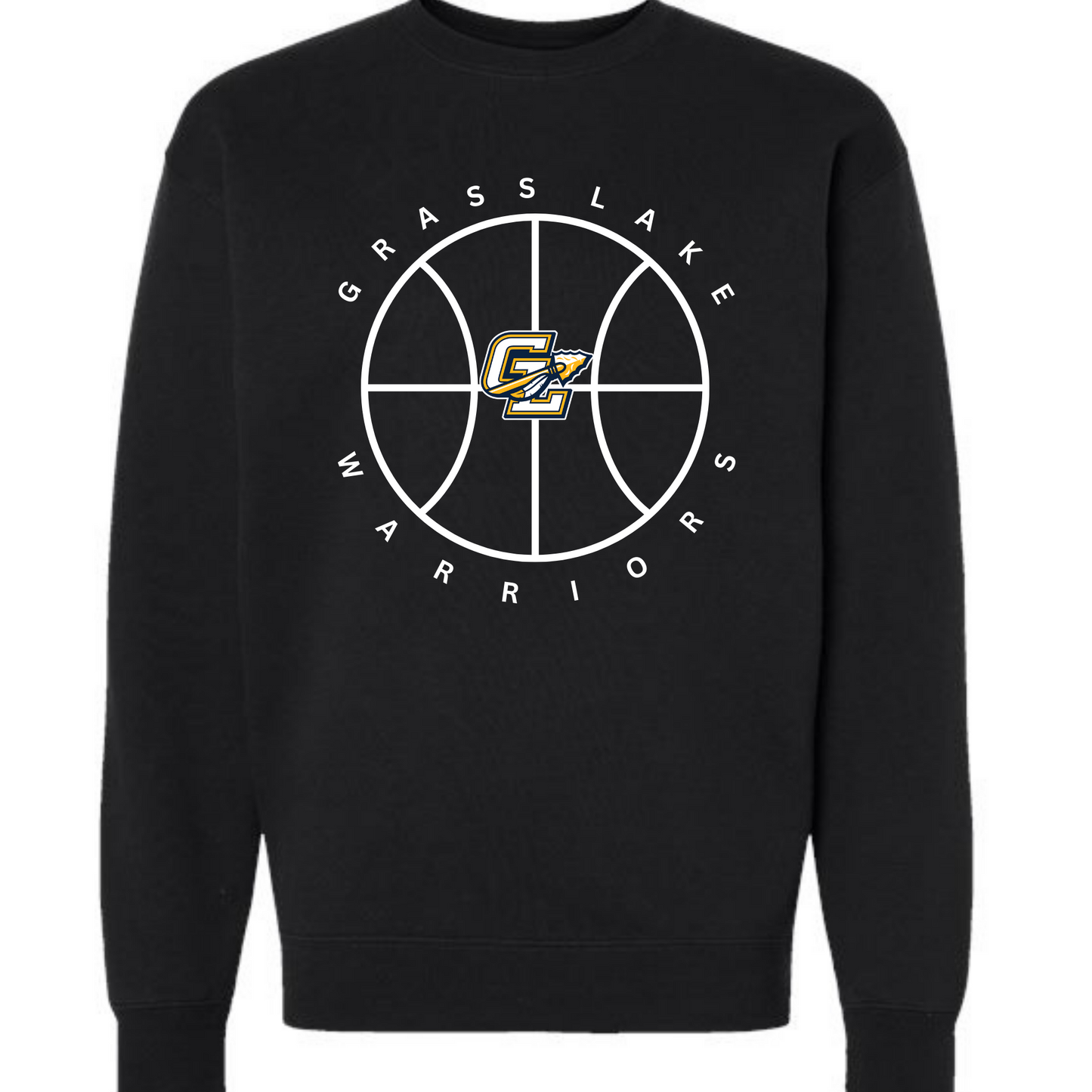 UNISEX & youth Comfy Grass Lake Warriors Basketball Crewneck