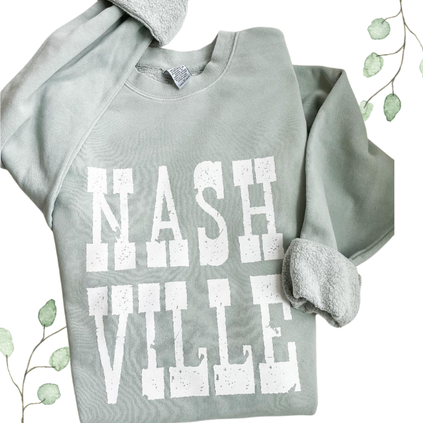 NASHVILLE Crewneck-sage/white