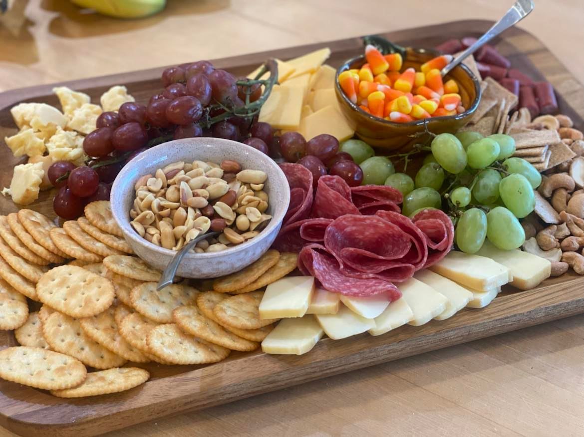 MURPH-Acacia Wooden Charcuterie Tray with Gold Handles