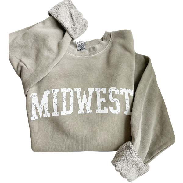 Midwest Crewneck-cement/white