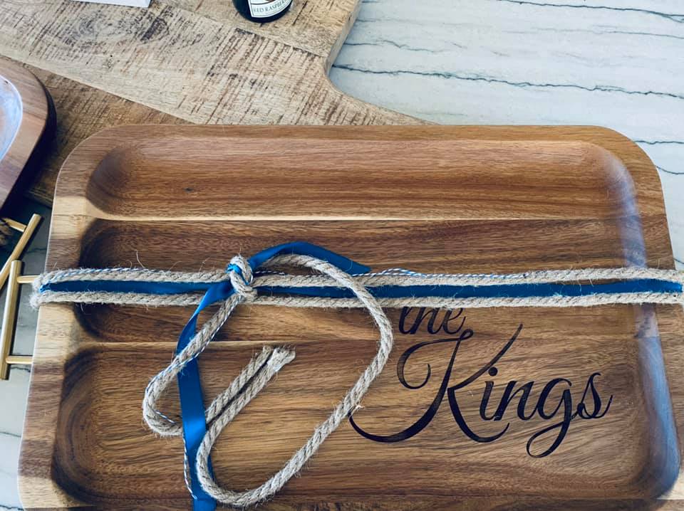 MURPH-Acacia Wooden Charcuterie Tray with Gold Handles