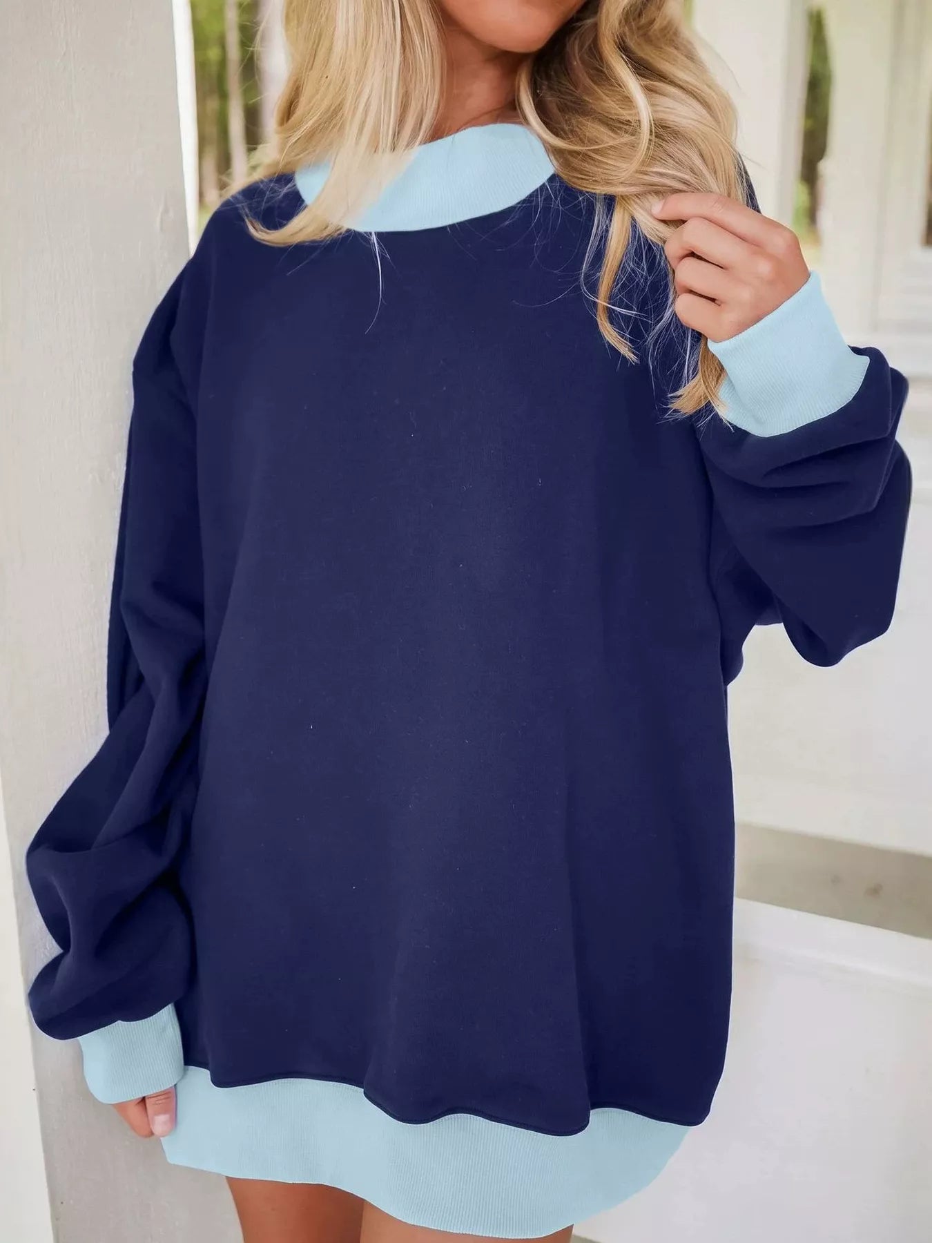 Oversized colorblock crewneck sweatshirt alternate view