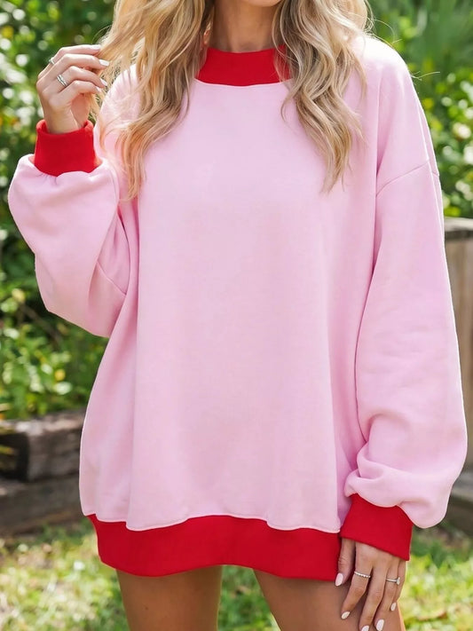 Oversized colorblock crewneck sweatshirt in navy