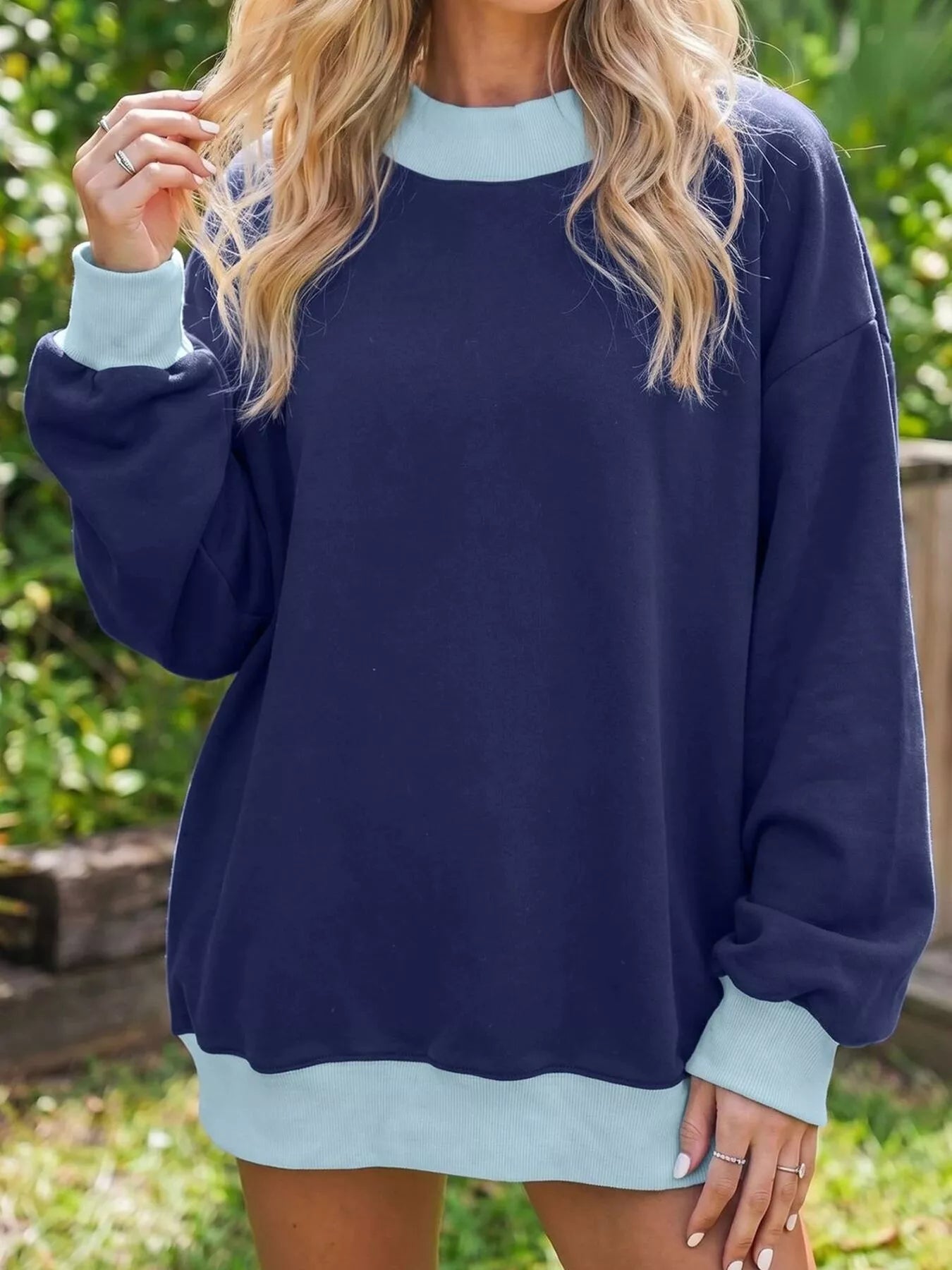 Oversized colorblock crewneck sweatshirt alternate view