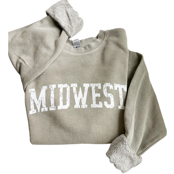 Midwest  Crewneck-cement/white