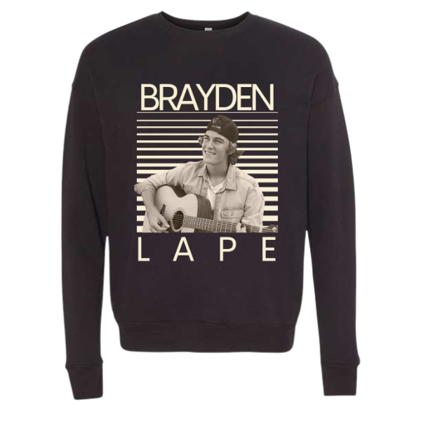 Brayden Lape Retro Faded Stripe logo-Crewneck Black